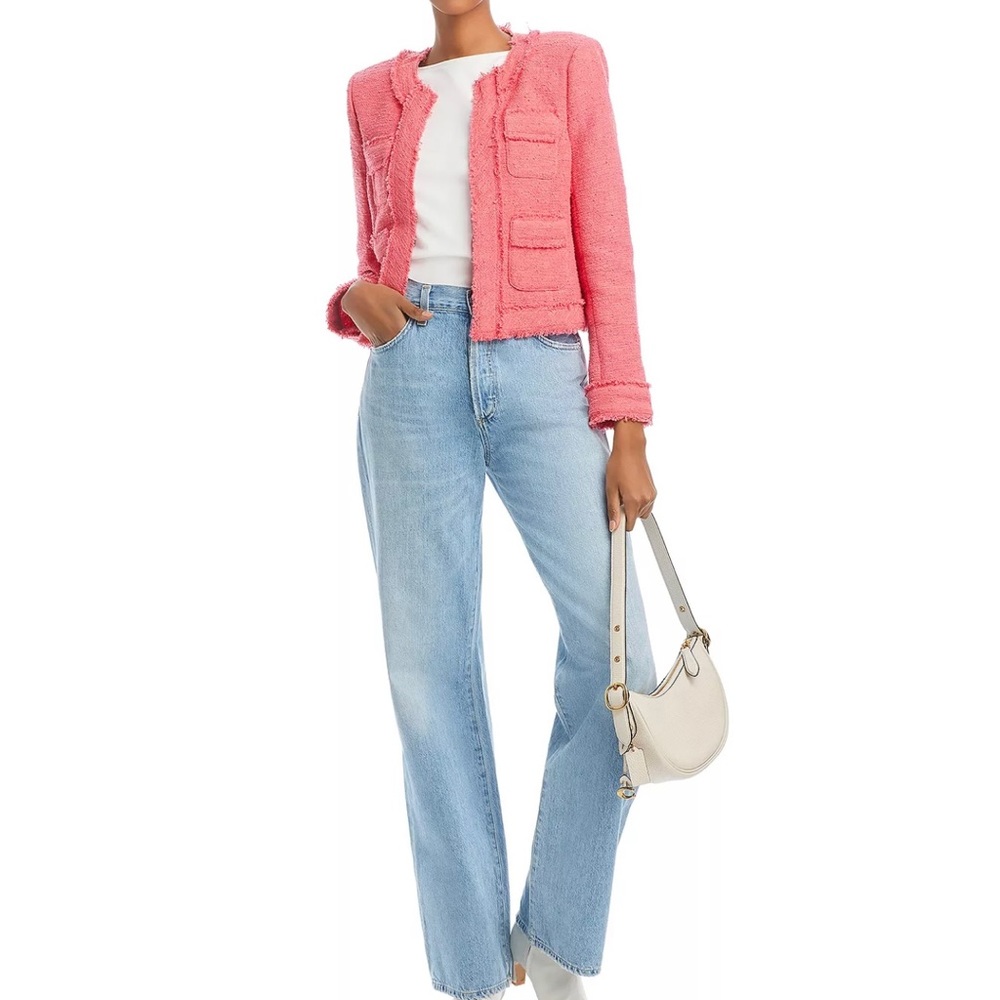 L’Agence Keaton Coral Rose Fringe Blazer Jacket NWT - Picture 4 of 12